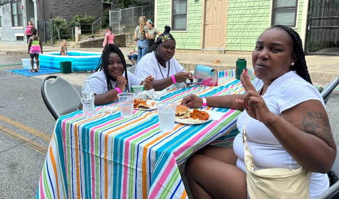 Enjoying lunch outside